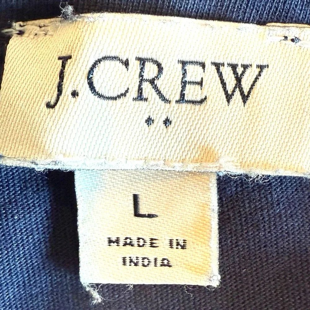J Crew Womens Large Tie Dye T-Shirt Dress Navy Cotton Casual Summer Coastal Midi